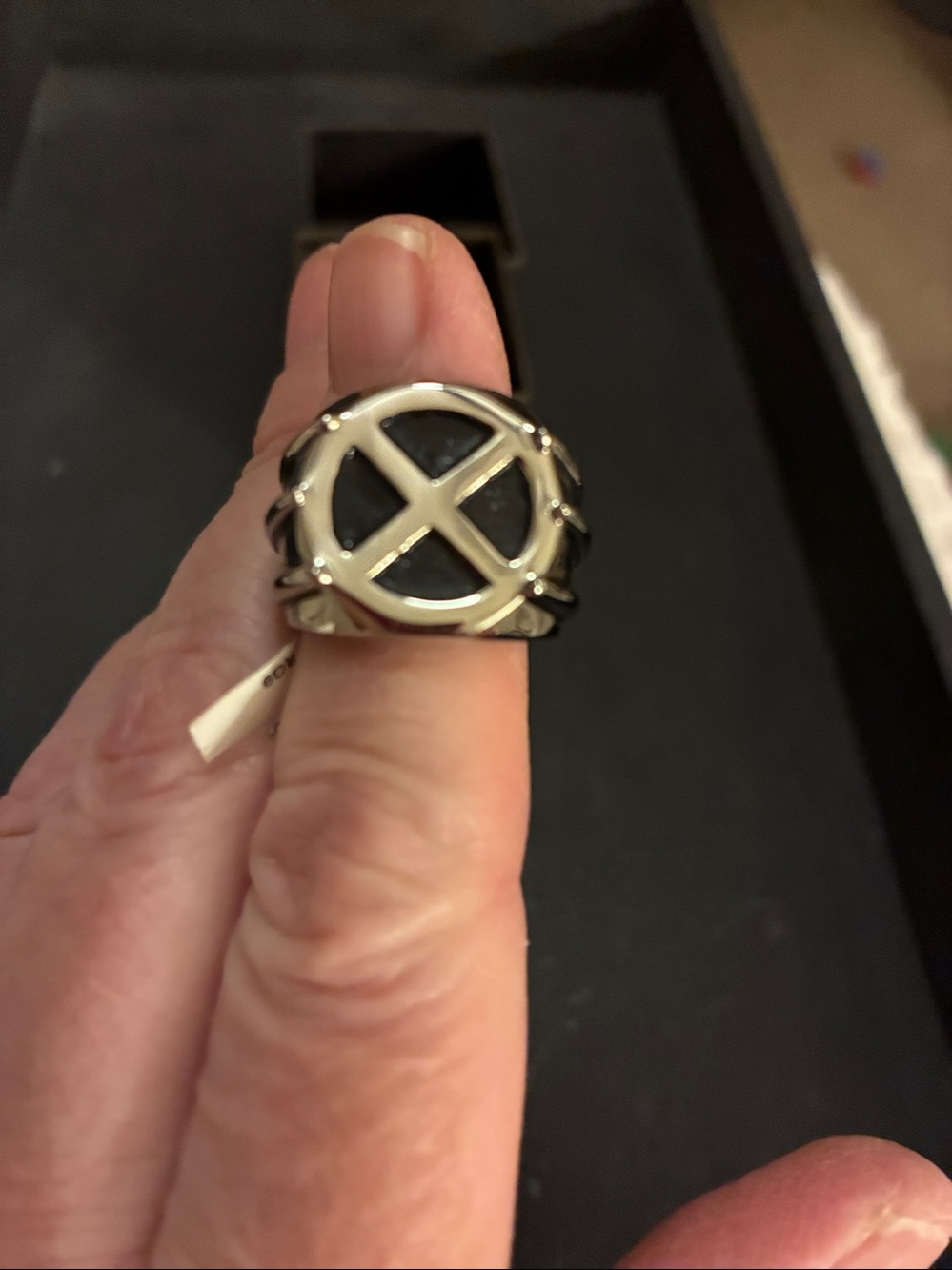 Wolverine Stainless Steel Black and Silver X Emblem Ring